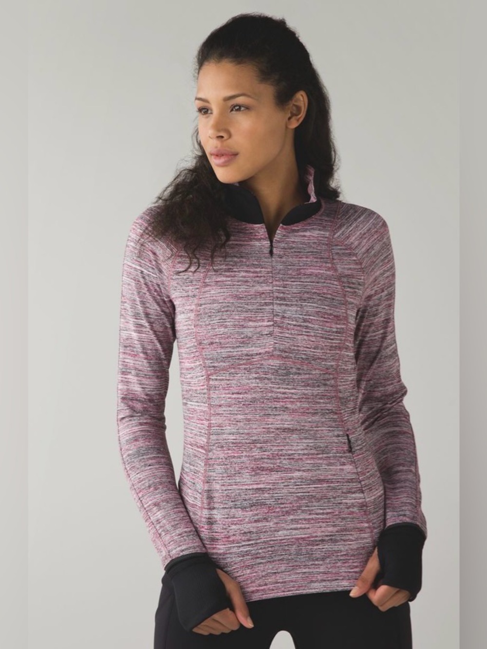 Lululemon Runderful 1/2 Zip Space Dye Camo Berry Rumble Multi Black Sz 6!